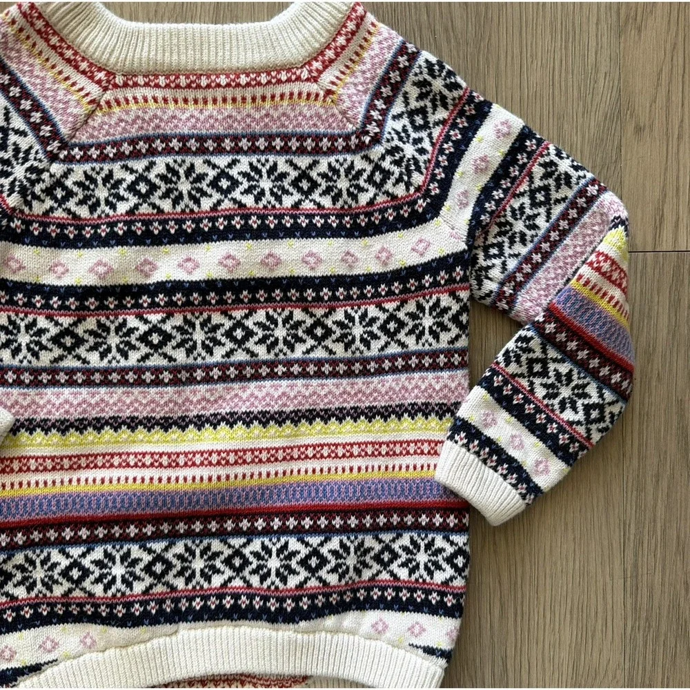 Girls 5T Fair Isle Swater Pullover Colorful Geometric Stripes Old Navy